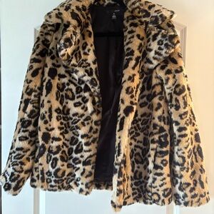 Aqua Animal Print Teddy Jacket
